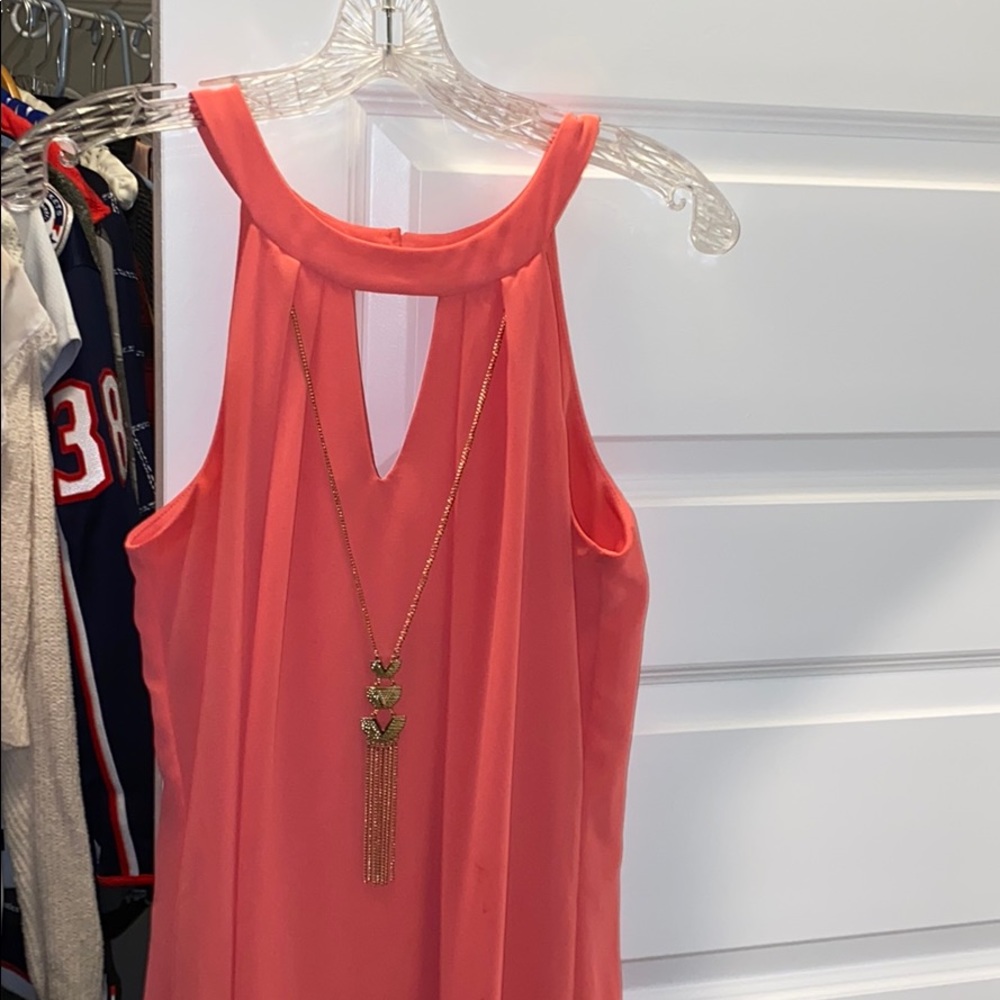 Peach, mini dress, great for weddings!